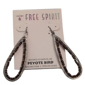 NWT Peyote Bird 925 Silver and Chocolate Brown Seed Bead Teardrop Earrings